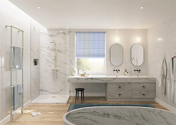 Lace Stripes, Soft Blue - Twist&Fit Roman Blind - Image 8